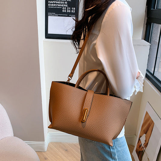 Trendy Litchi Zipper Tote Bag for Women