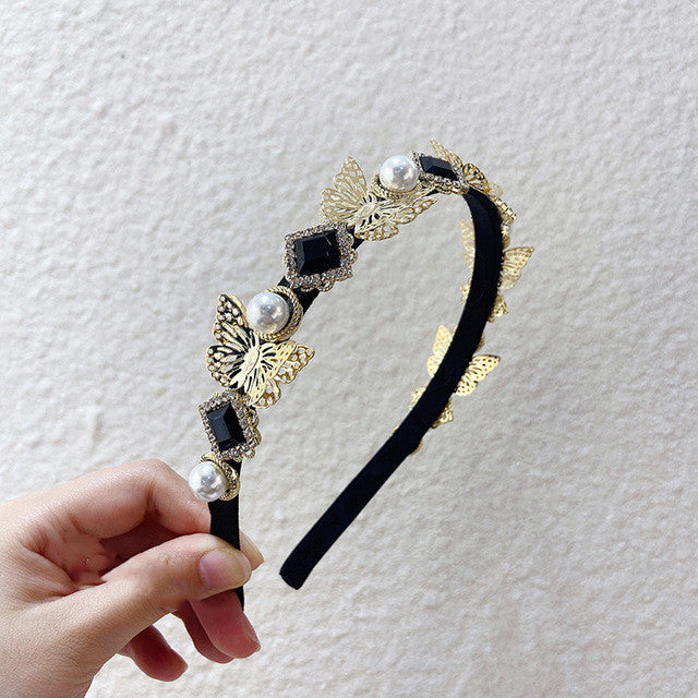 Baroque Vintage Palace Rhinestone Pearl Hair Accessories Metal Wild Out