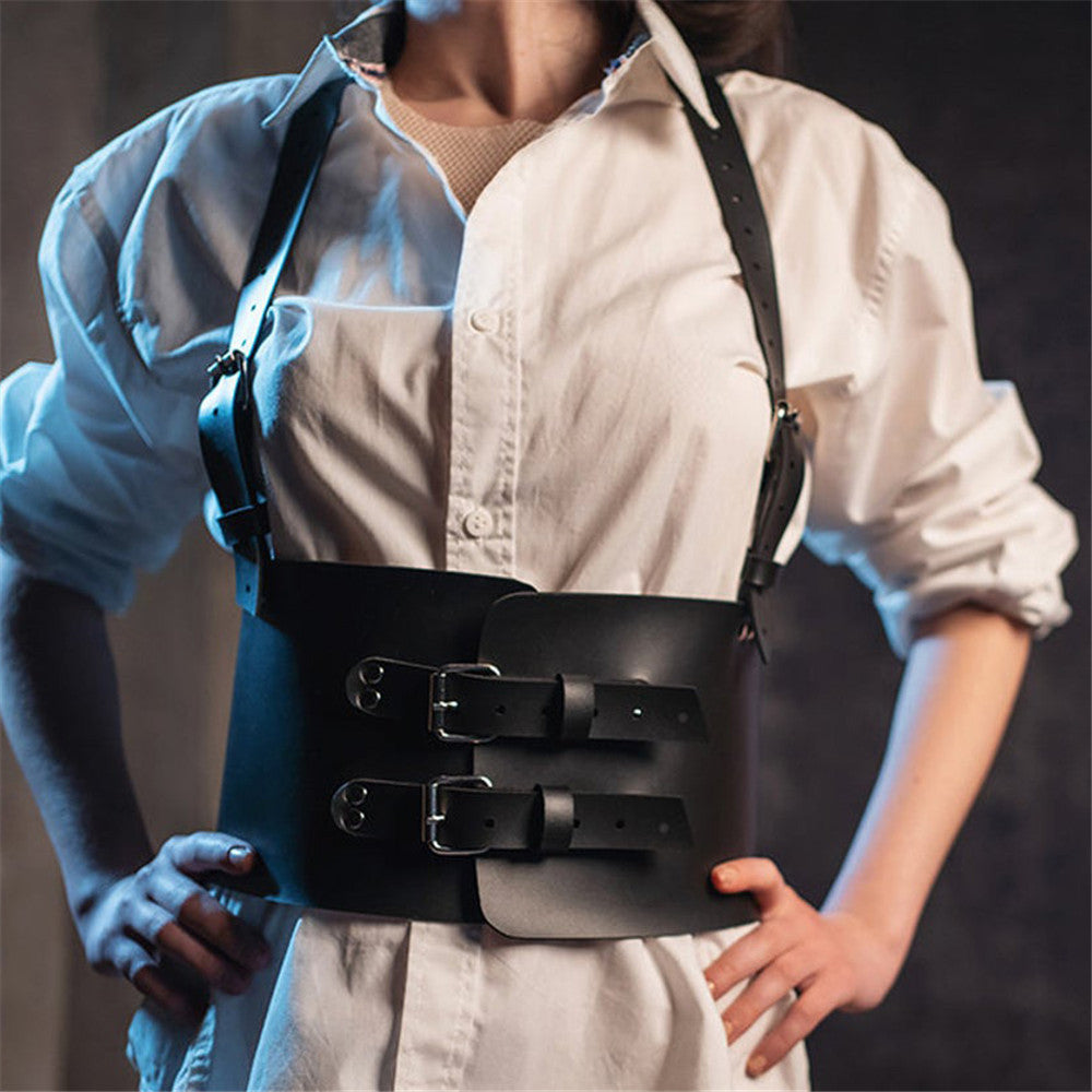 Trendy Women'S Belt Accessories Leather Chest Strap Beautiful Wide Belly Strap