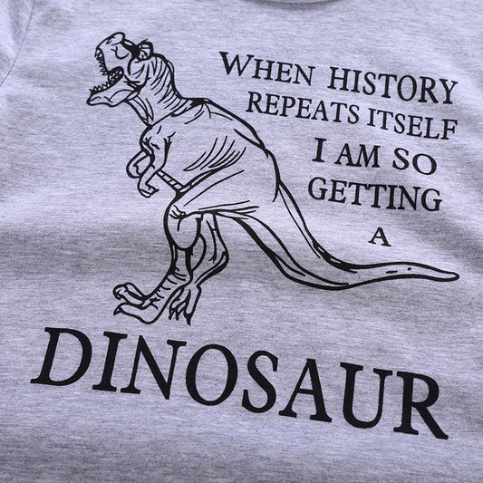 Boy's Suit Children's Clothing Spring And Summer Cartoon Dinosaur Short Sleeve