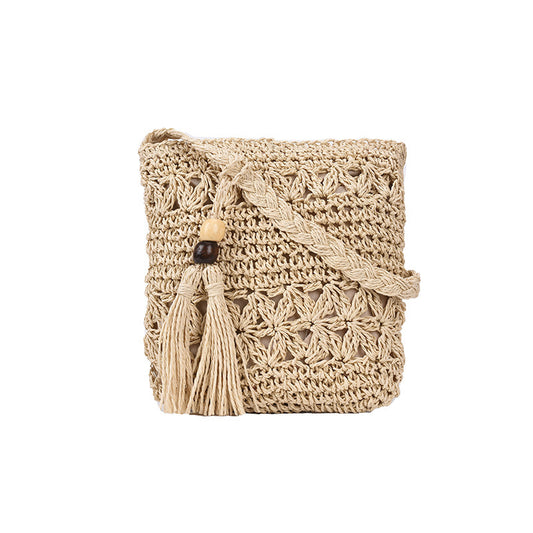 Summer Woven Bag, Handmade Straw Crossbody for Beach & Holidays