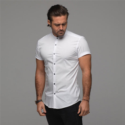 New Summer Shirt Fitness Clothing Cotton Tops Short Sleeve Sports Shirts Brand Mens Short Cool Casual Fashion Breathable Shirt
