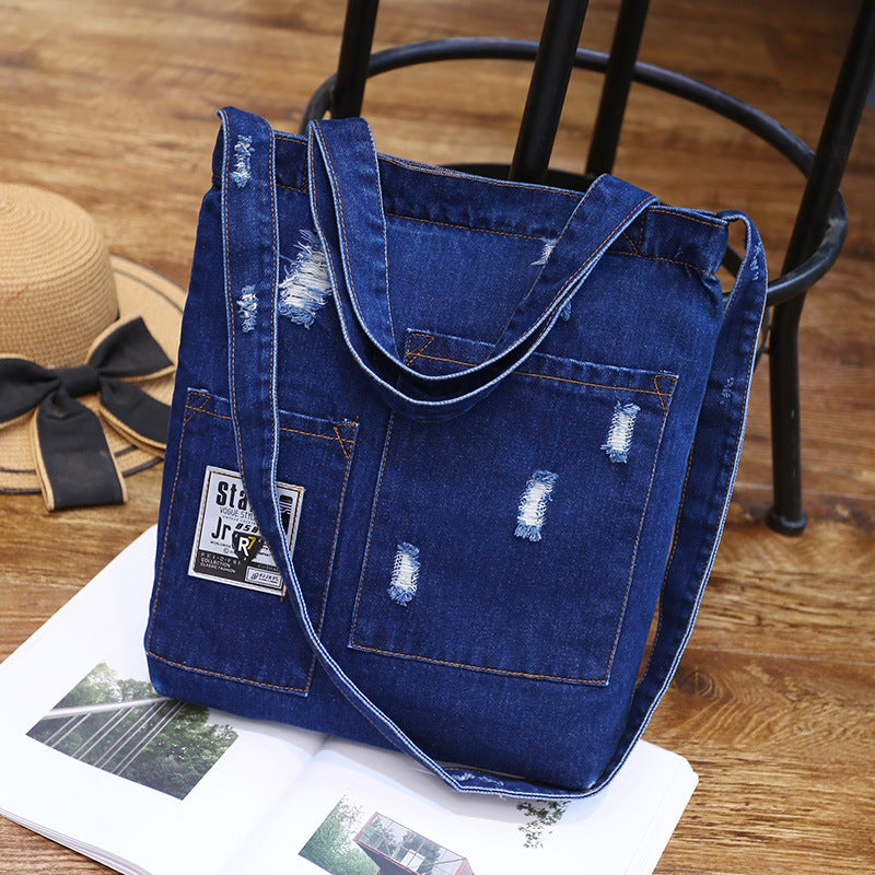 Fashion Denim Bag, Versatile Shoulder & Hand Satchel