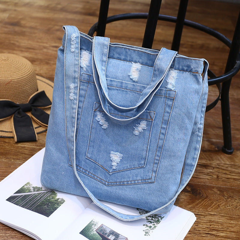 Fashion Denim Bag, Versatile Shoulder & Hand Satchel