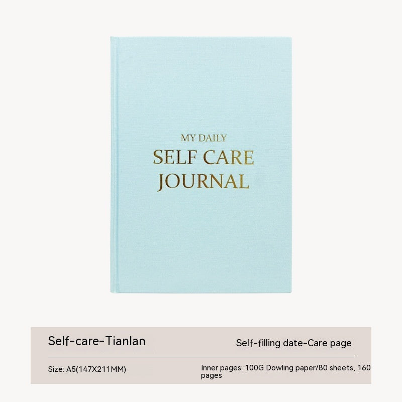 A5 tianlan Self-Care Journal, Cloth-Bound Wellness Diary (English)
