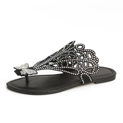 Women’s Slip-On Flat Toe  Rhinestone Sandals