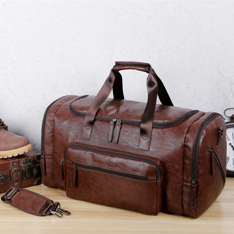 Men’s PU Leather Large Capacity Retro Designer Travel Bag