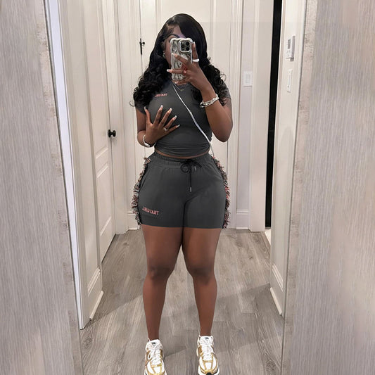 European And American Style Sexy Slim-fit Short Embroidered Top