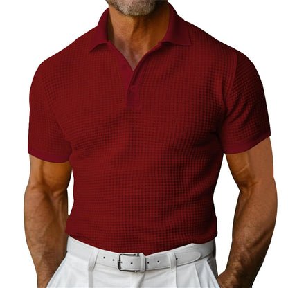 Short Sleeve Polo – Lightweight Waffle Style for Men