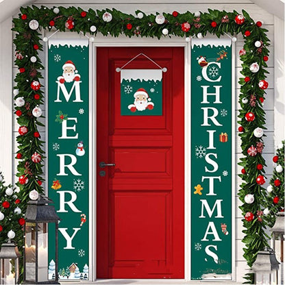 Christmas Door Curtain Holiday Atmosphere Decoration Couplet Outdoor Door Party Scene Layout Bar Hanging Flag