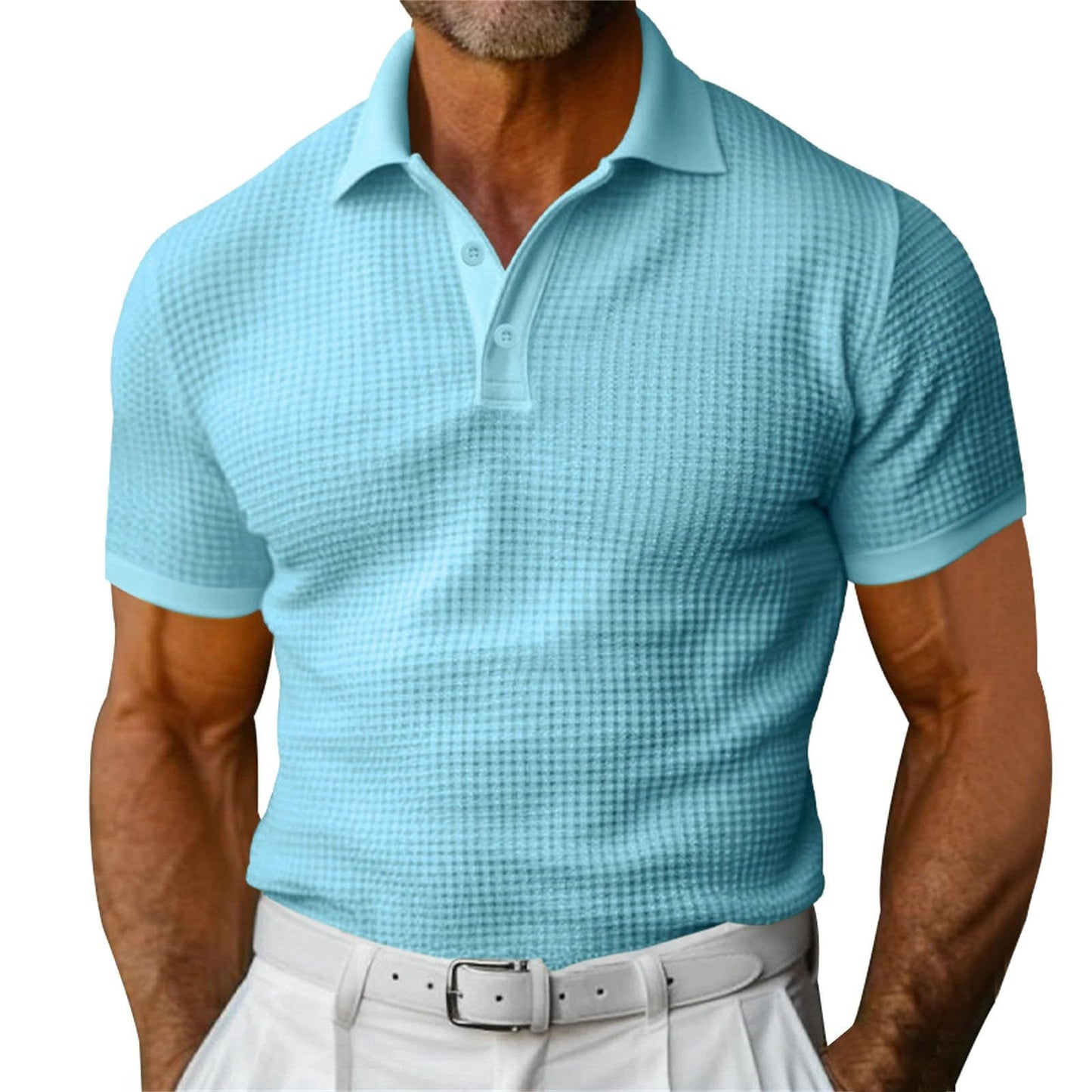 Short Sleeve Polo – Lightweight Waffle Style for Men