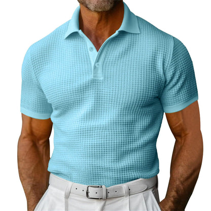 Short Sleeve Polo – Lightweight Waffle Style for Men