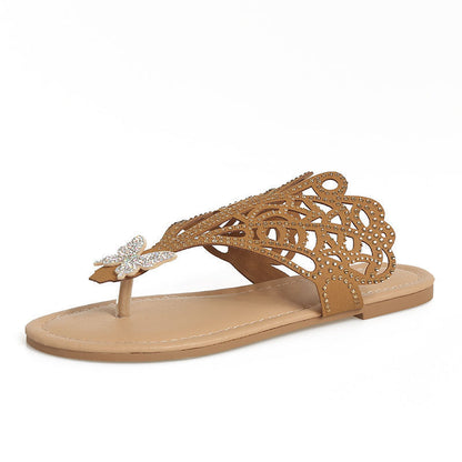 Women’s Slip-On Flat Toe  Rhinestone Sandals