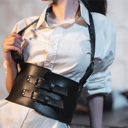 Trendy Women'S Belt Accessories Leather Chest Strap Beautiful Wide Belly Strap