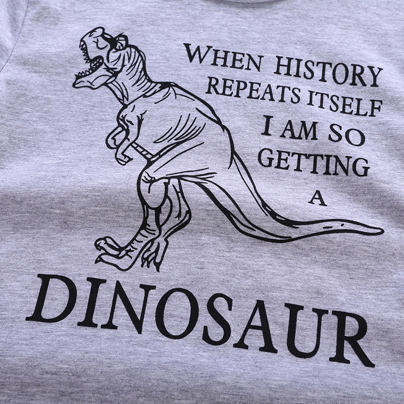Boy's Suit Children's Clothing Spring And Summer Cartoon Dinosaur Short Sleeve
