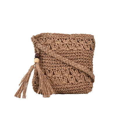 Summer Woven Bag, Handmade Straw Crossbody for Beach & Holidays