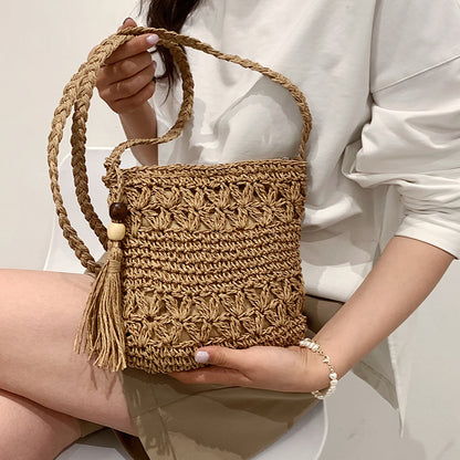 Summer Woven Bag, Handmade Straw Crossbody for Beach & Holidays