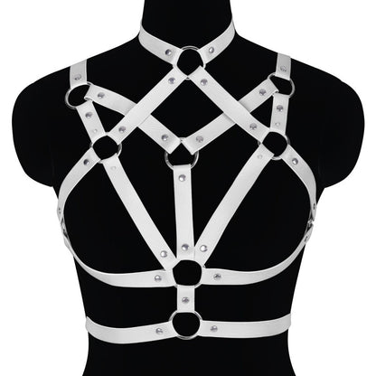 Sexy Ladies Leather Lace-up Bra Hollow Performance Costume And Accessories Props