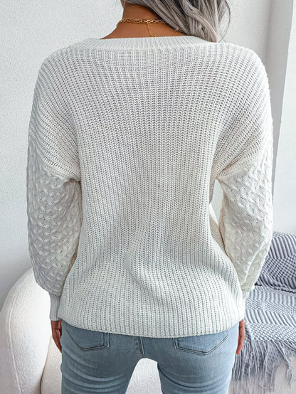 Casual Lantern Sleeve Knitted Sweater