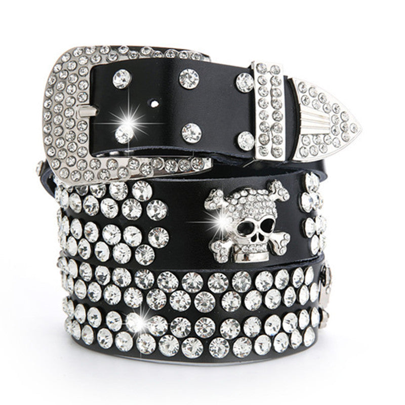 Women's Belt With Diamond Genuine Leather Accessories Rhinestone