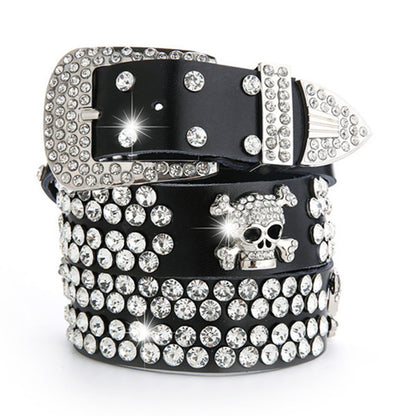 Women's Belt With Diamond Genuine Leather Accessories Rhinestone