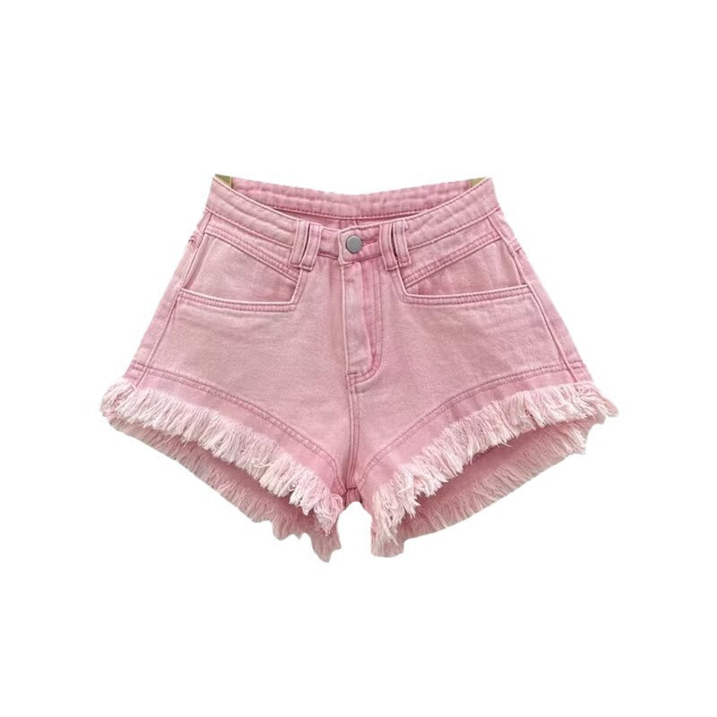 High Waist Denim Shorts Women's Summer Frayed