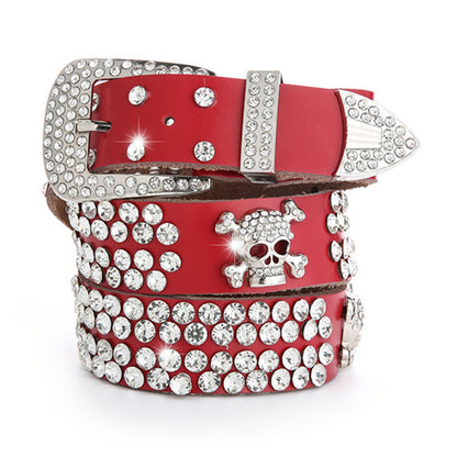 Women's Belt With Diamond Genuine Leather Accessories Rhinestone