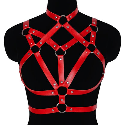 Sexy Ladies Leather Lace-up Bra Hollow Performance Costume And Accessories Props