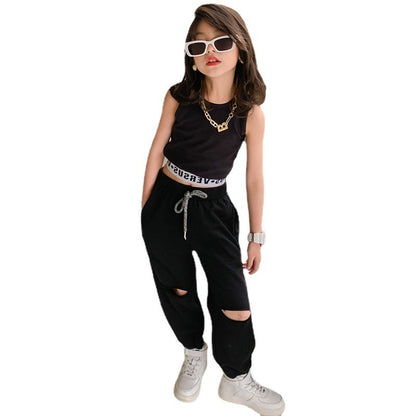 Summer Short Sleeve Suit Girls' Korean Style Trendy Child Clothing