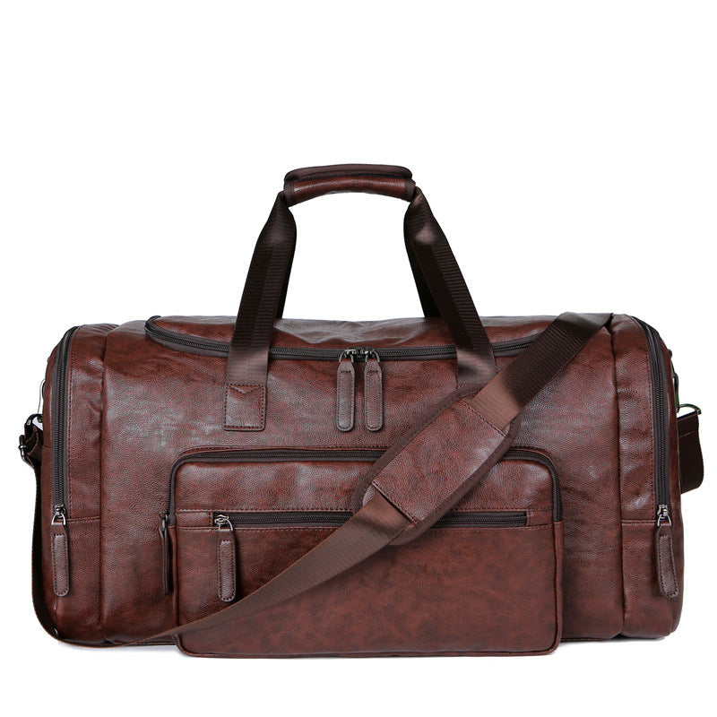 Men’s PU Leather Large Capacity Retro Designer Travel Bag