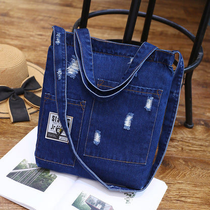 Fashion Denim Bag, Versatile Shoulder & Hand Satchel