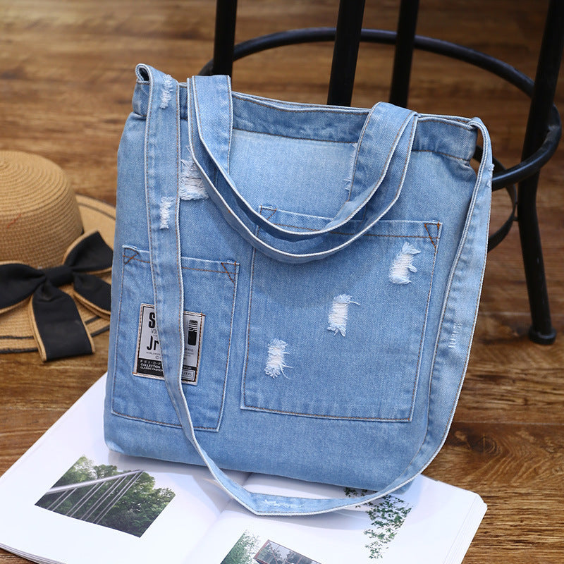 Fashion Denim Bag, Versatile Shoulder & Hand Satchel
