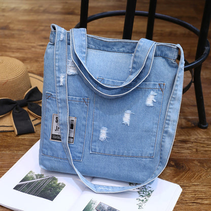 Fashion Denim Bag, Versatile Shoulder & Hand Satchel