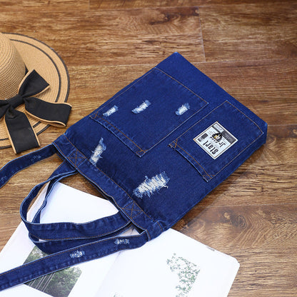 Fashion Denim Bag, Versatile Shoulder & Hand Satchel
