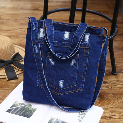 Fashion Denim Bag, Versatile Shoulder & Hand Satchel