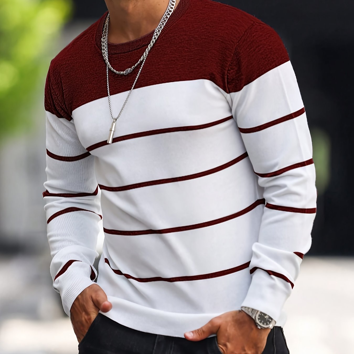 Men's Knitted Fashion Crew Casual Sweatshirt