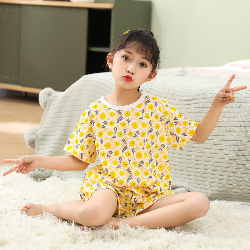Summer Children's Short Sleeve Shorts Set Cotton Mesh