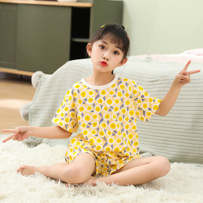 Summer Children's Short Sleeve Shorts Set Cotton Mesh