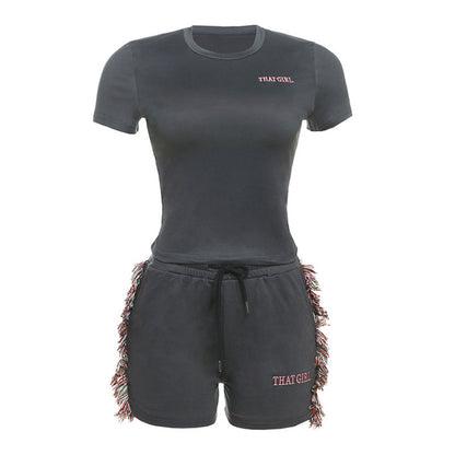 European And American Style Sexy Slim-fit Short Embroidered Top