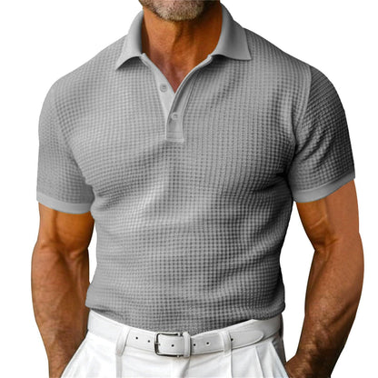 Short Sleeve Polo – Lightweight Waffle Style for Men