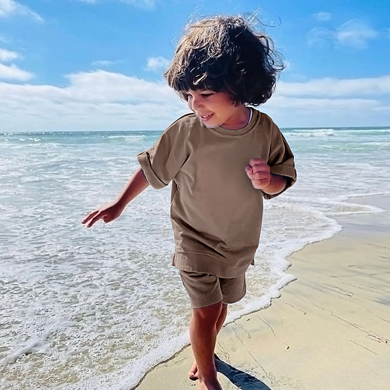 Children's Summer Short Sleeved Shorts Sports Two-piece Set