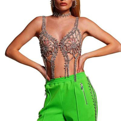 Crystal Sexy Color Rhinestone Breast Accessories Female Body Chain