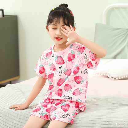 Summer Children's Short Sleeve Shorts Set Cotton Mesh