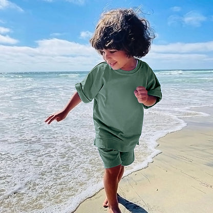 Children's Summer Short Sleeved Shorts Sports Two-piece Set