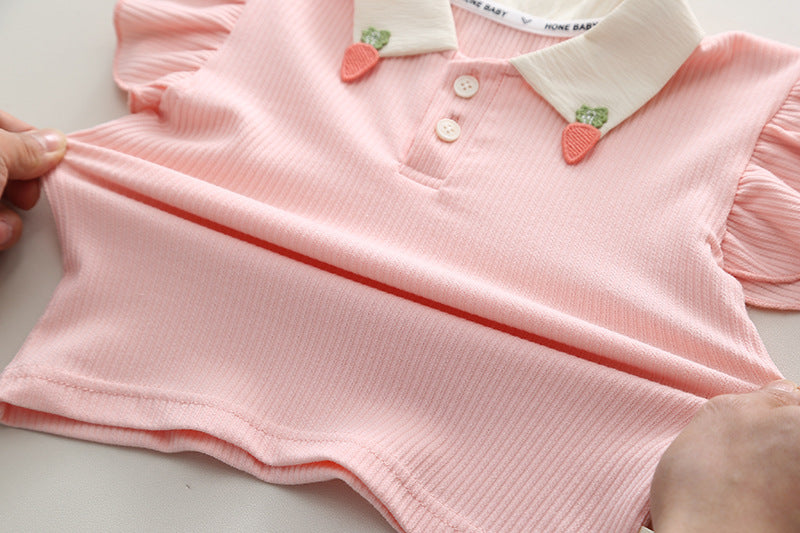 Girls Summer Short Sleeve Shorts Two-piece Set