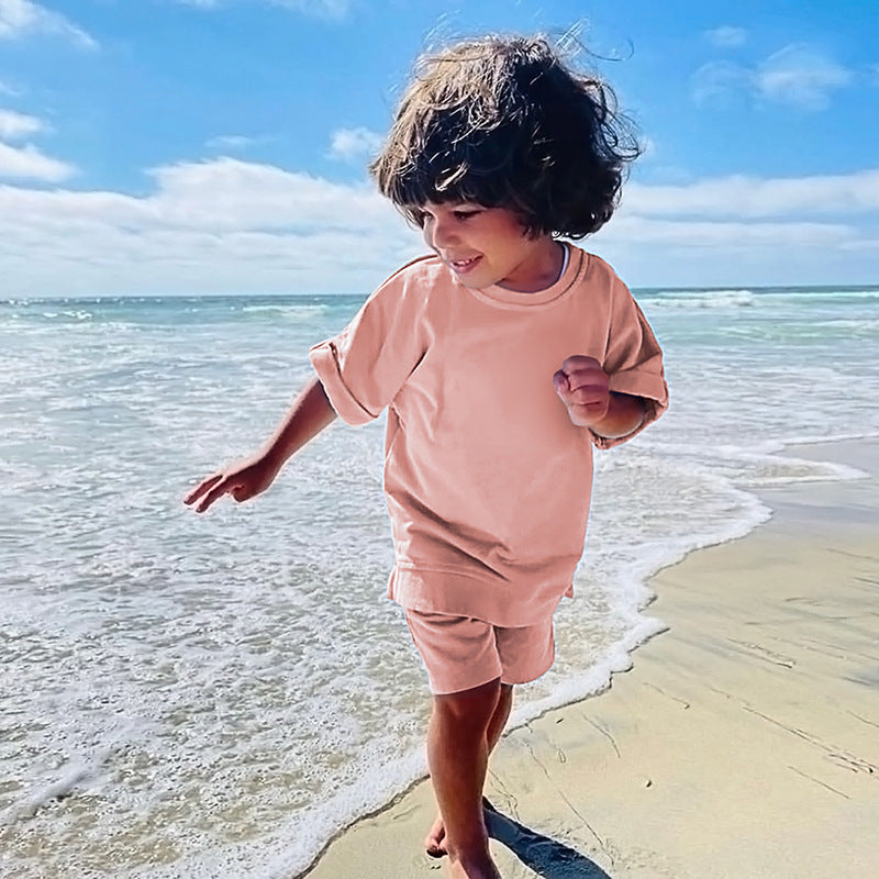 Children's Summer Short Sleeved Shorts Sports Two-piece Set