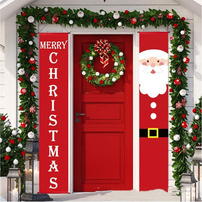 Christmas Door Curtain Holiday Atmosphere Decoration Couplet Outdoor Door Party Scene Layout Bar Hanging Flag