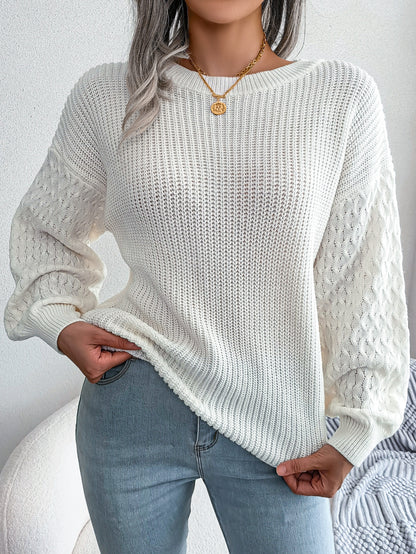 Casual Lantern Sleeve Knitted Sweater