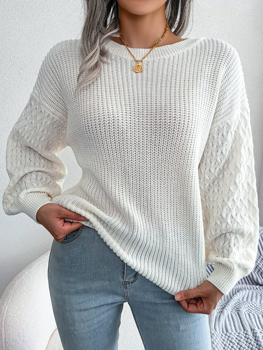 Casual Lantern Sleeve Knitted Sweater