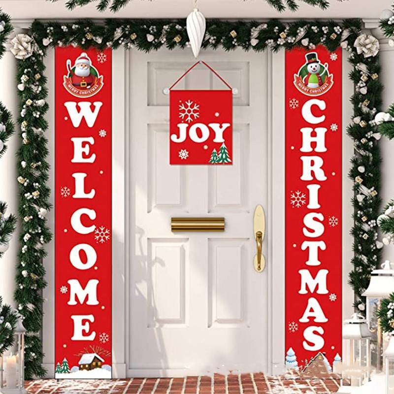Christmas Door Curtain Holiday Atmosphere Decoration Couplet Outdoor Door Party Scene Layout Bar Hanging Flag
